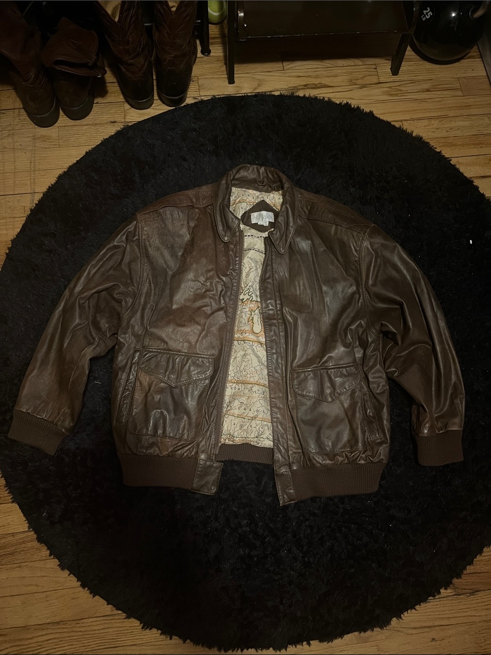 Men's Brown Leather Bomber Jacket - Classic Casual